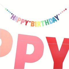 Rainbow Cardboard Banner Gradient Birthday Letter Pull Flag Banner