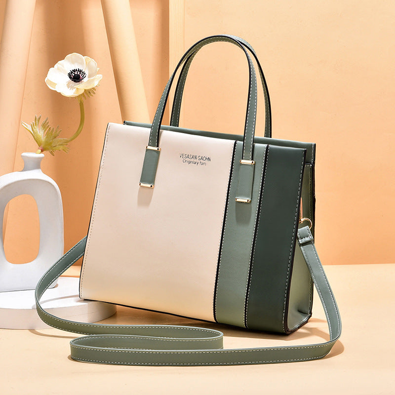 Colorblock Handbag Crossbody Bag Top Handle Purses