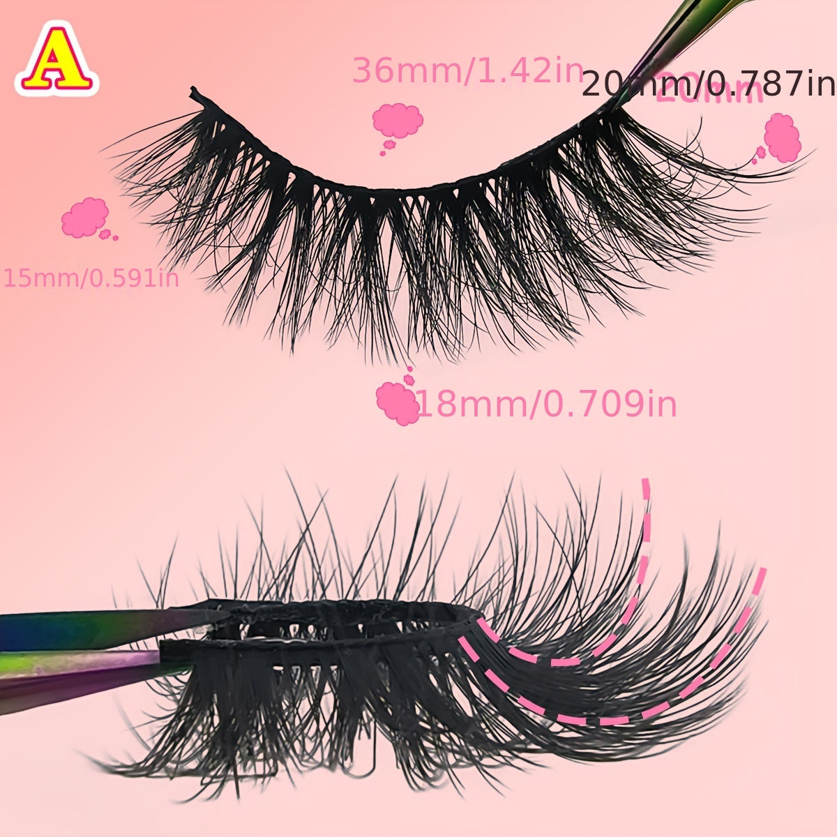 Cat Eye Look Full False Eyelashes 20mm Faux Mink Lashes Fluffy Eye End