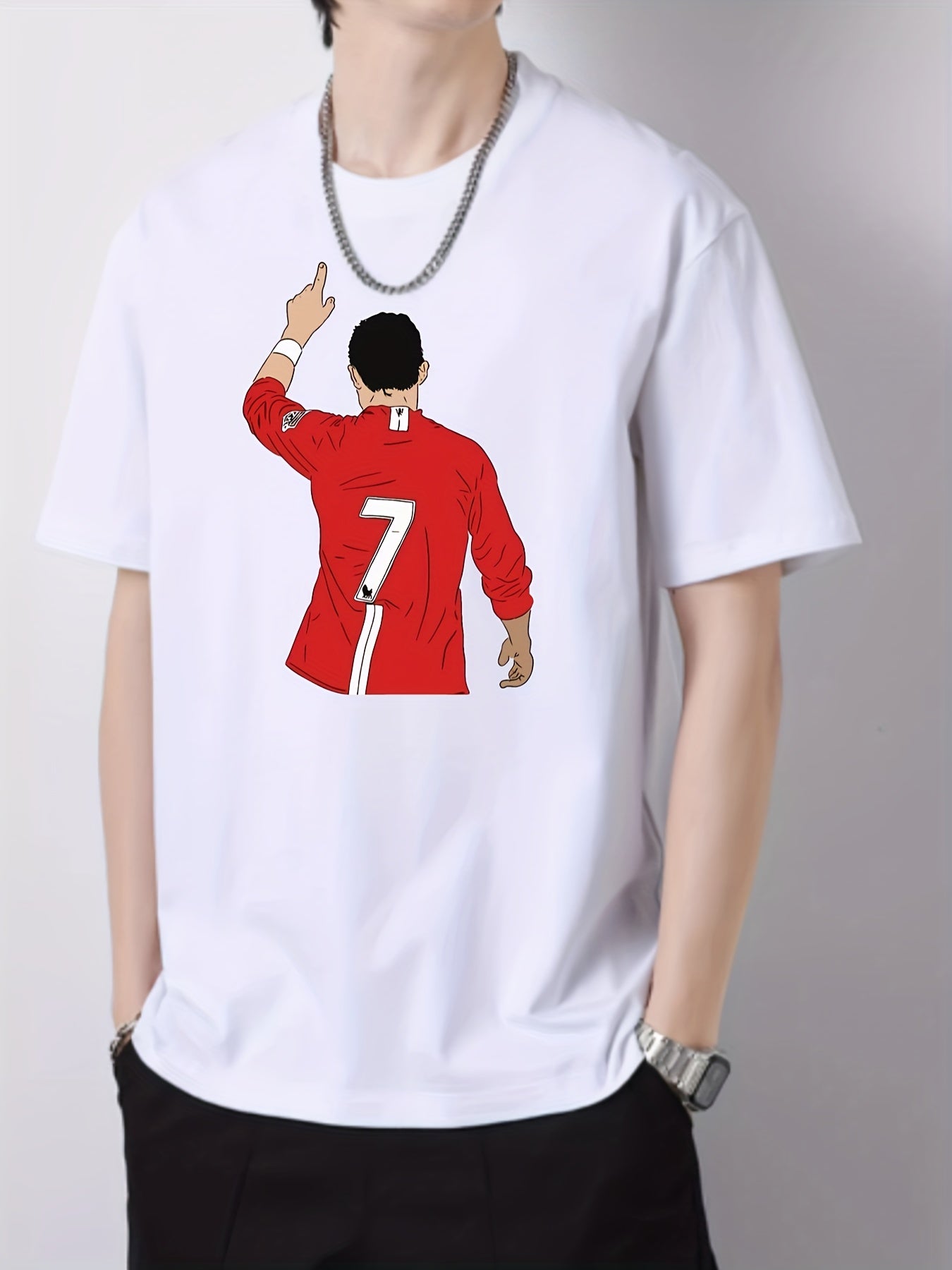 Creative Pattern Print Men's Graphic Cotton Crew Neck T-shirt