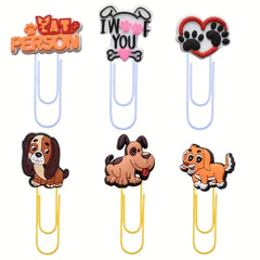 6pcs Cartoon Rubber Bookmark Clip Cute Stationery