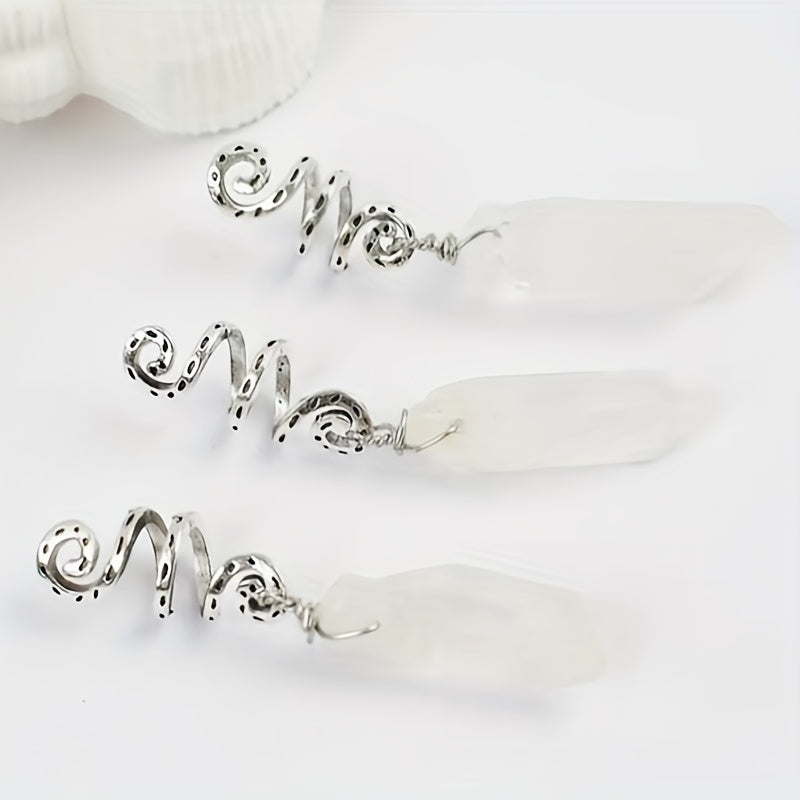 3pcs Gradient Stone Hair Ring Dreadlocks Braid Hippie Style Hair Accessories