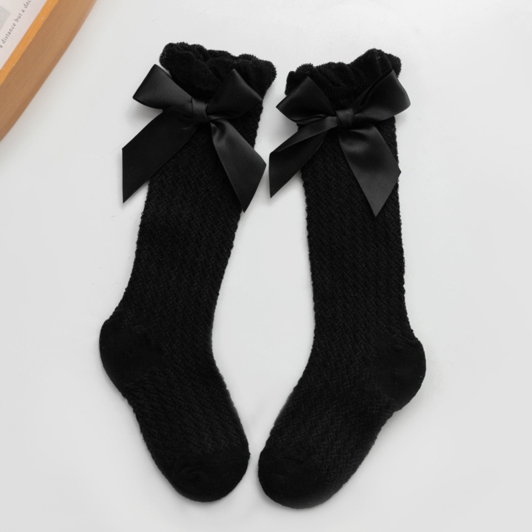 Baby Girls Knit Bow Knee High Socks for Spring and Summer