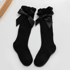 Baby Girls Knit Bow Knee High Socks for Spring and Summer