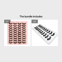 20 Pairs 3D Makeup False Eyelashes Long Dense Soft Set for Cosplay Costume Party