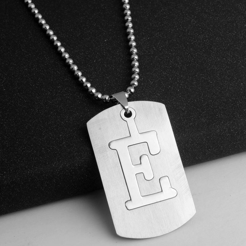 Men's Letter Pendant Necklace Stainless Steel Punk Chain A N