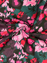  Floral Print Long Sleeve Mock Neck Stretch Dress
