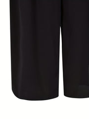  Solid Plicated High Rise Wide Leg Trousers