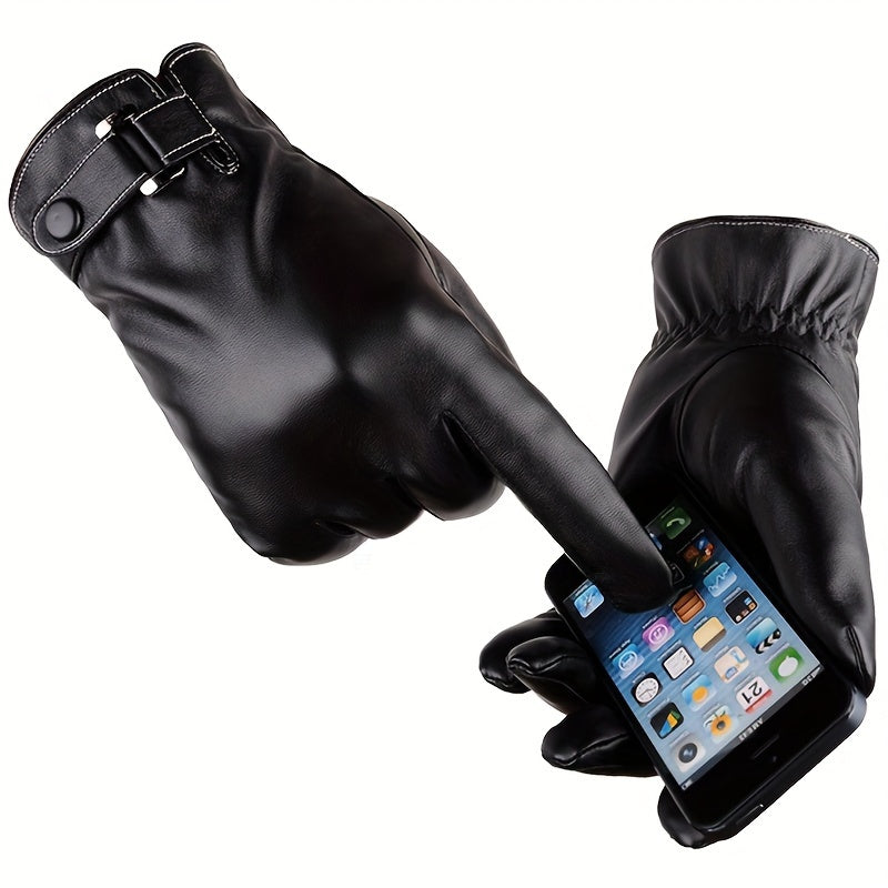 Winter Leather Gloves Full Finger Touch Screen Warm Gloves for Motorcycle