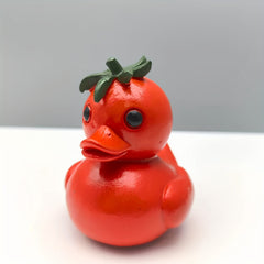 Playful Tomato Duck Figurine Resin Decor