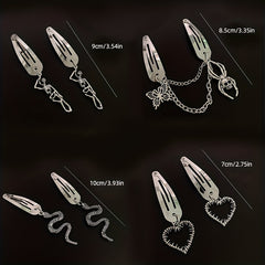 Y2K Punk Silvery Snap Clip Metal Hair Clip