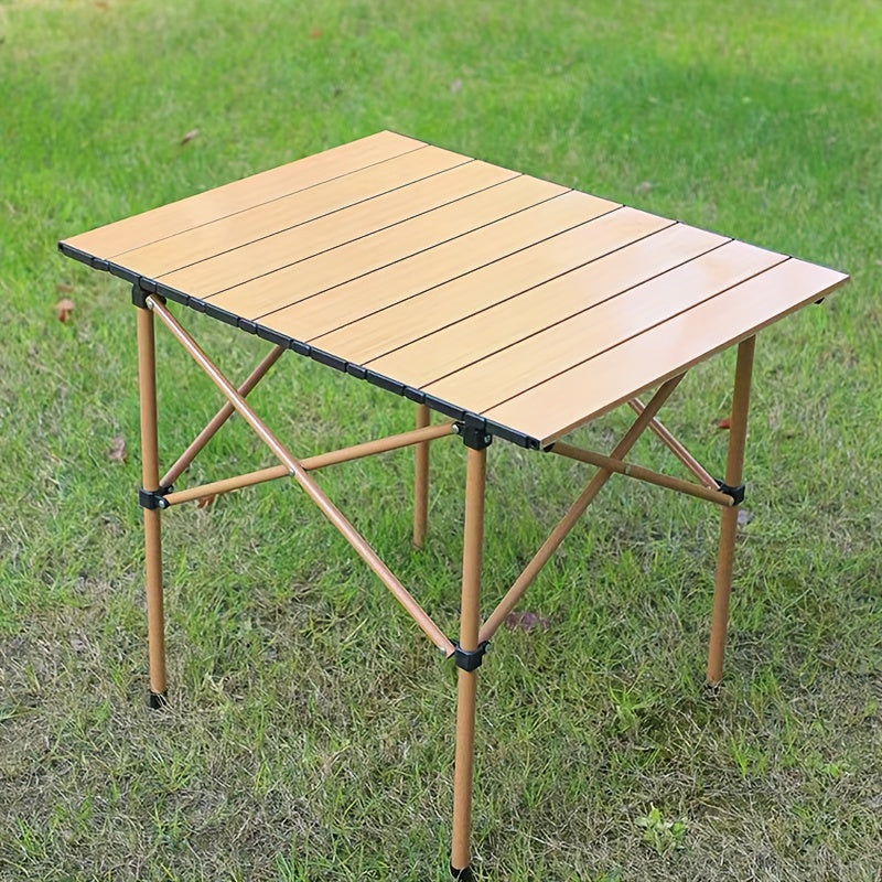 Portable Foldable Wood Grain Table Outdoor Camping Garden