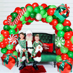 Christmas Balloon Garland Red And Green Arch Kit With Candy Foil Balloons