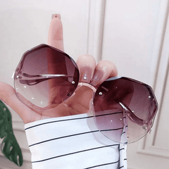 Round Rimless Sunglasses Gradient UV400 Sun Shades For Party Beach