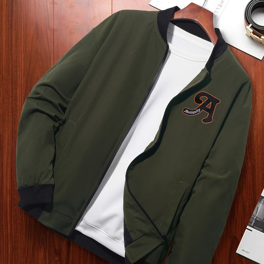 Men's Letter Print Zipper Jacket for Spring and Autumn