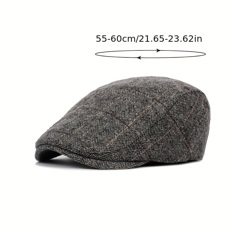 Men's Duckbill Cap Plaid Woolen Beret