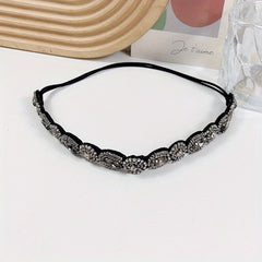 Vintage Bridal Headwear Beaded Hair Band Crystal Rhinestone Head Jewelry