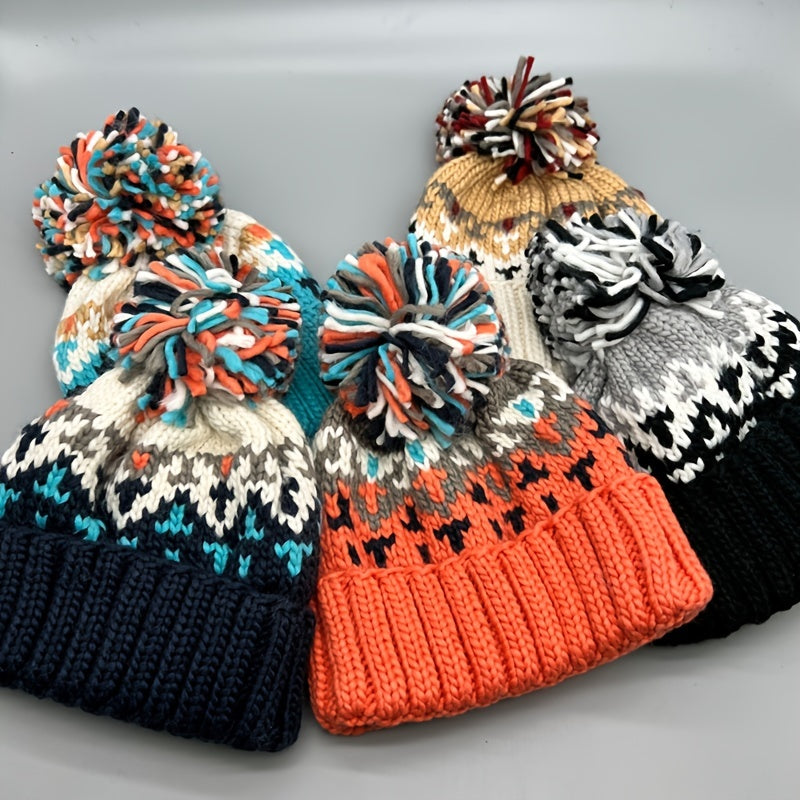 Hairball Knit Winter Beanie Hat Unisex Ear Protection Girls Women Gift