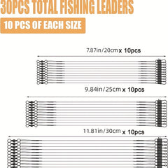 30pcs Fishing Tackle Leaders Stainless Steel Wire with Swivel Snaps