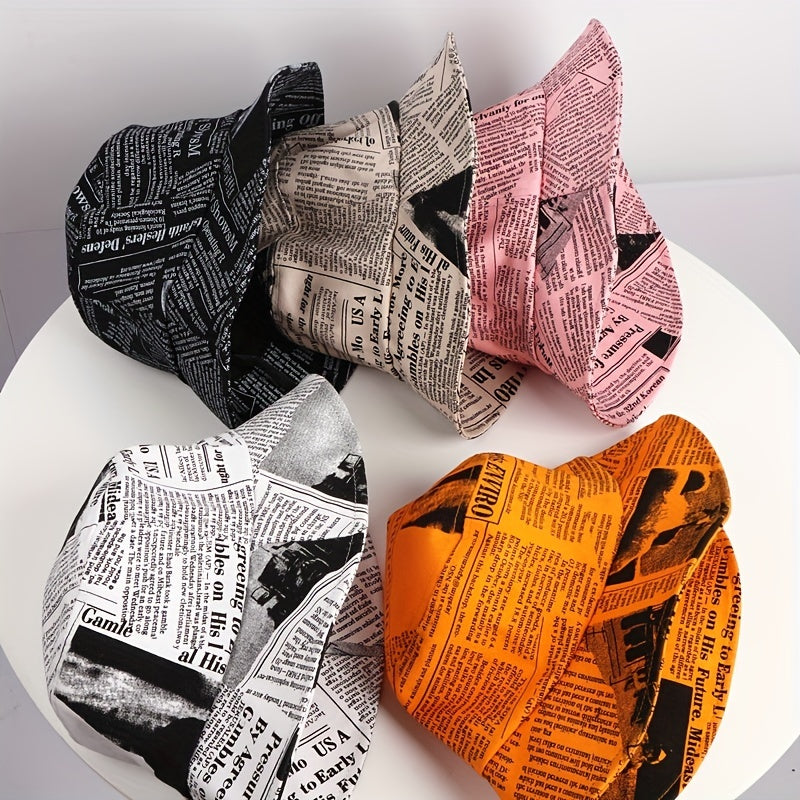 Fisherman Hat Newspaper Pattern Basin Hat Spring And Summer Sun Hat