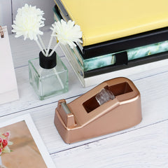 Retro Golden Desk Tape Dispenser with Non Skid Base