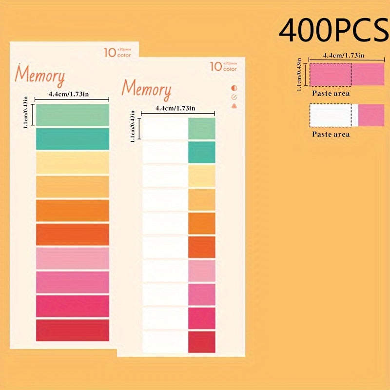 400pcs Romantic Index Stickers 20 Sheets Per Set 20 Colors PET Material