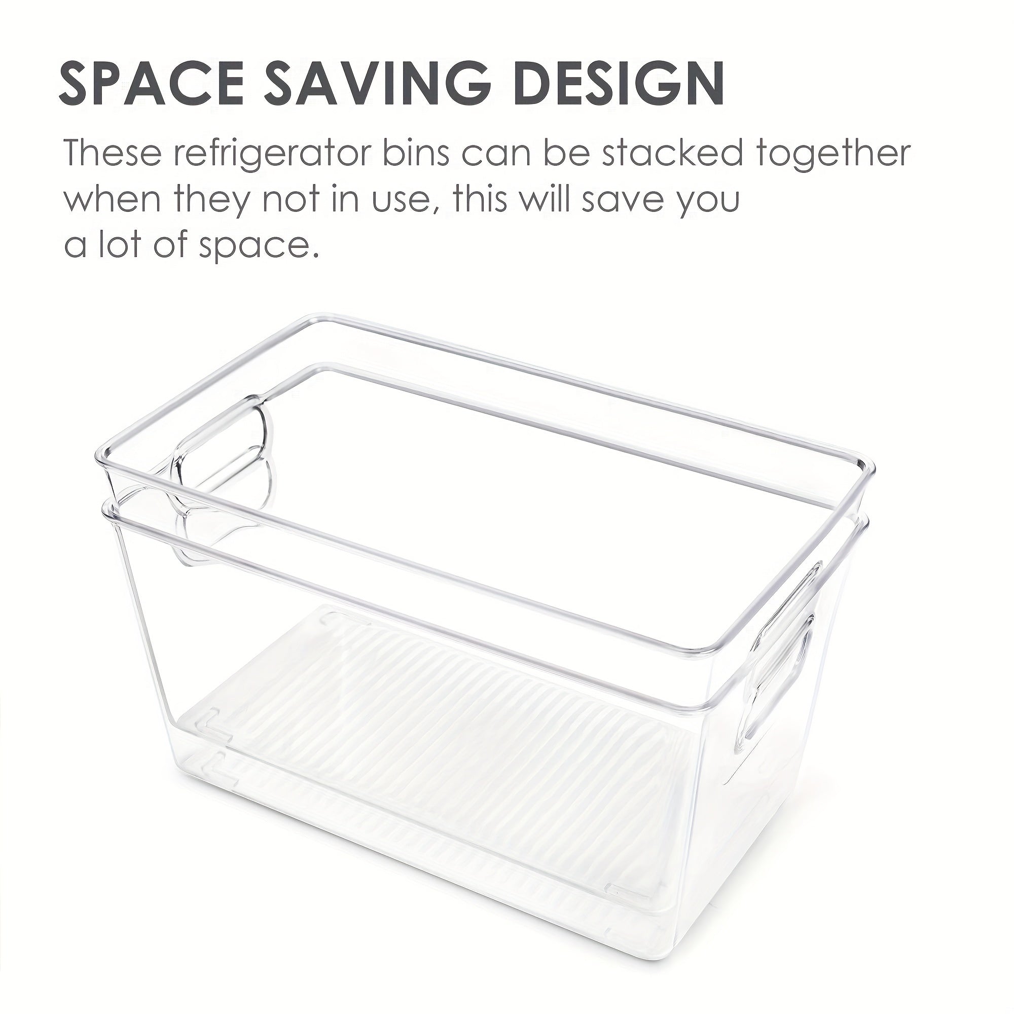 Clear Plastic Food Storage Bins With Handles for Refrigerators Freezers Cabinets