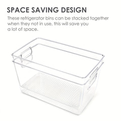 Clear Plastic Food Storage Bins With Handles for Refrigerators Freezers Cabinets