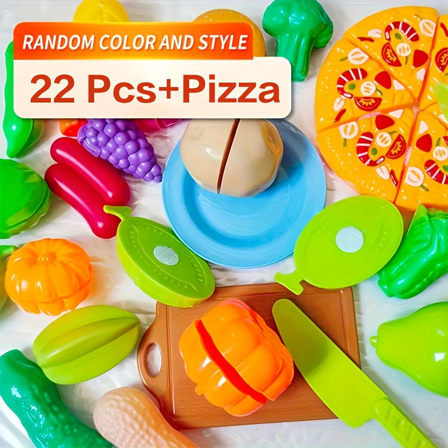 Colorful Pizza Kitchen Set with Fruits, Vegetables, Utensils