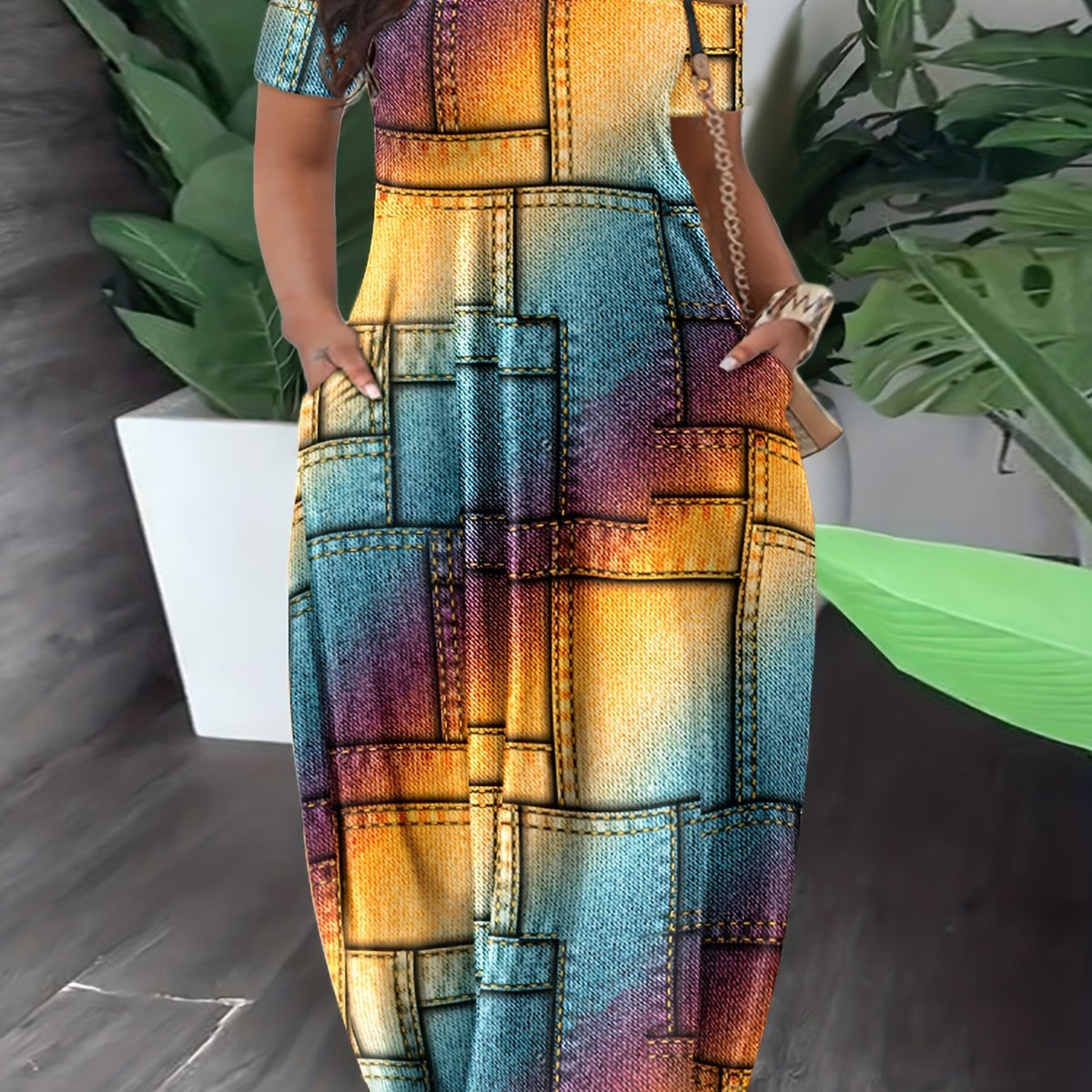 Women's Plus Ombre Denim Off Shoulder Maxi Dress