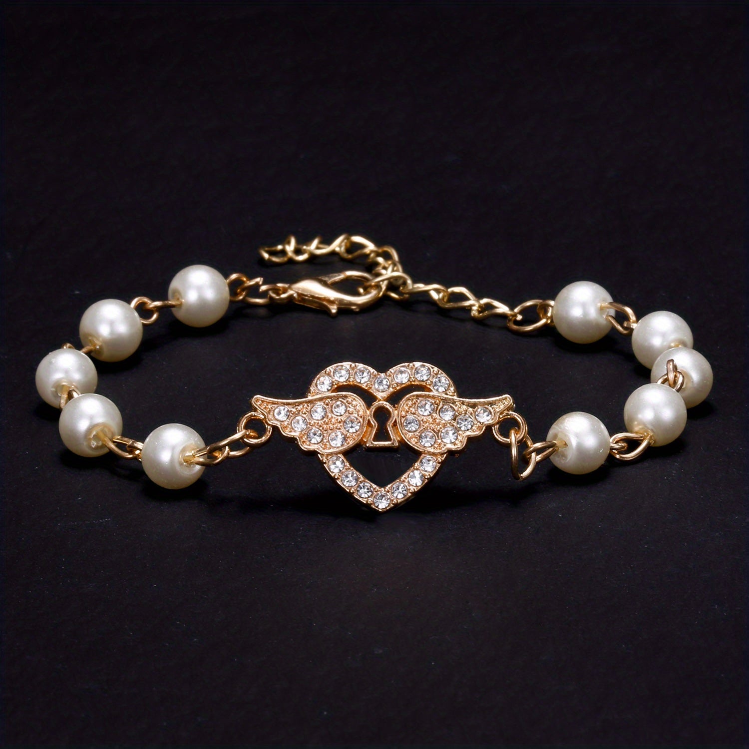 Y2K Faux Pearls Beaded Chain Bracelet for Women