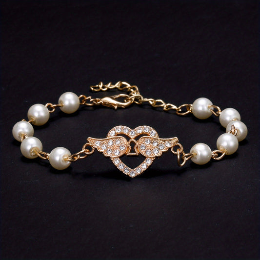 Y2K Faux Pearls Beaded Chain Bracelet for Women