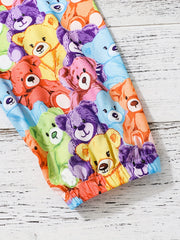 Girls Casual Bear Graphics Trousers, Loose Fit Pants