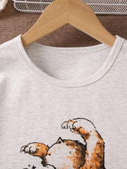 Boys Bear Print Pajama Set Crew Neck Top & Bear Paw Shorts Kids Clothes