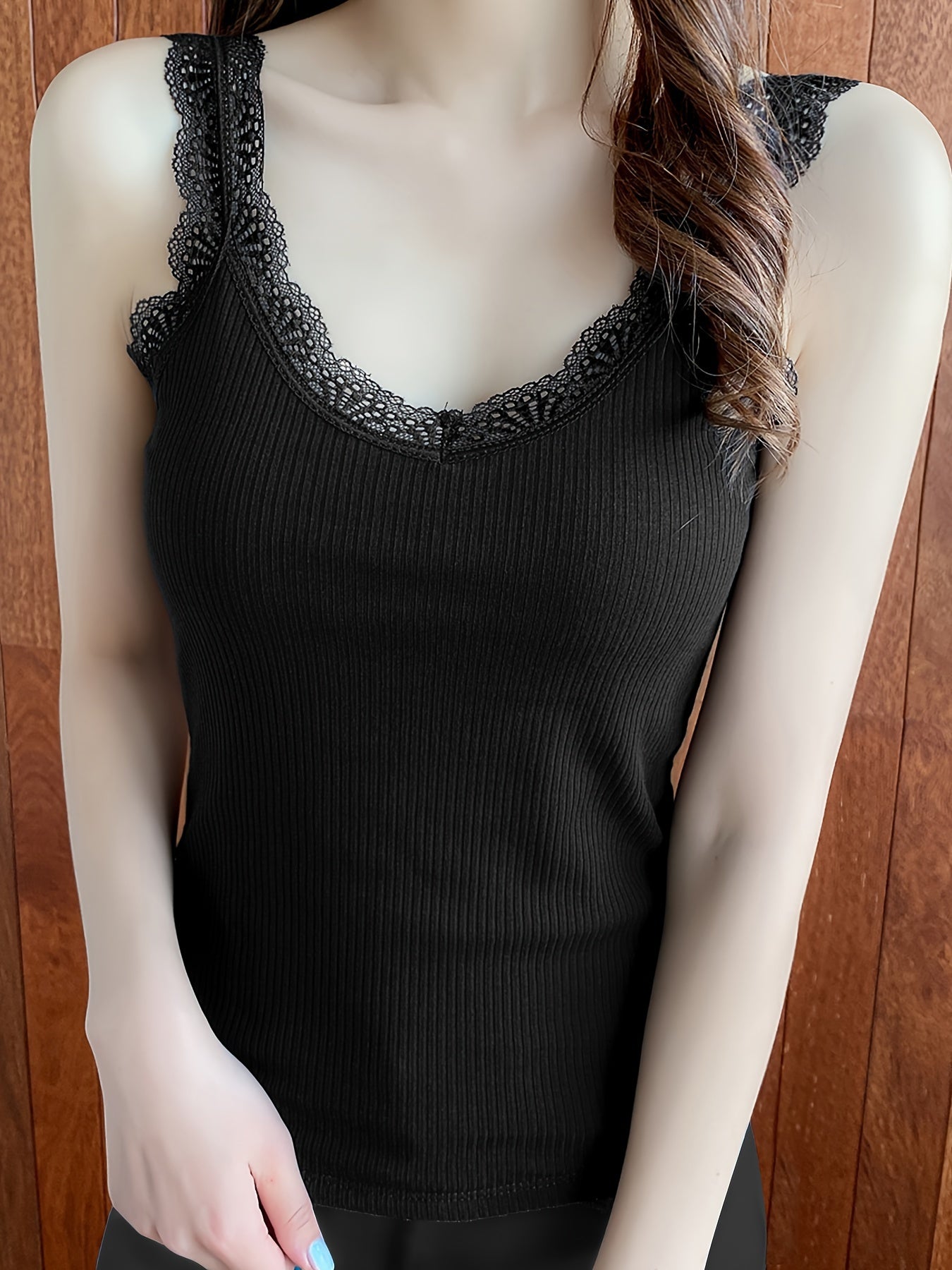 Lace Trim Thermal Underwear Top Women's Lingerie
