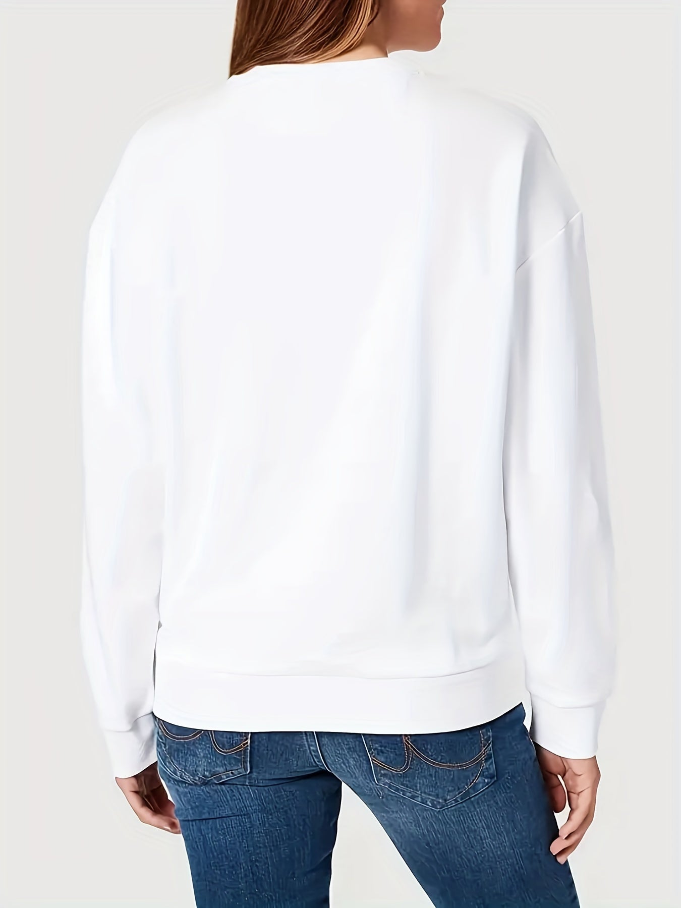 Sun & Moon Print Crew Neck Sweatshirt Long Sleeve Casual Pullover for Women
