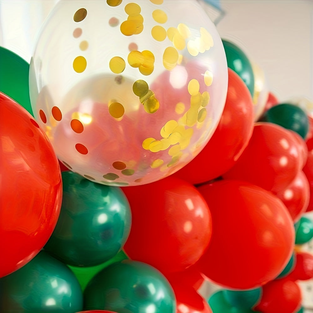 Christmas Balloon Garland 157pcs Green Red Golden Confetti Balloons