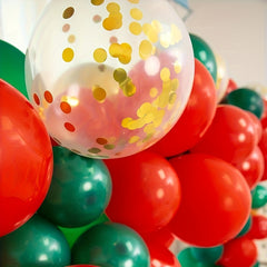 Christmas Balloon Garland 157pcs Green Red Golden Confetti Balloons