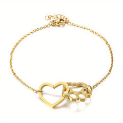 Women's Heart Cat Claw Print Bracelet