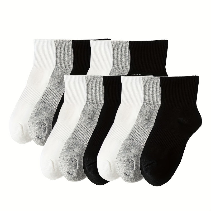12 Pairs Gray Cotton Sweat-absorbing Socks for Men and Women