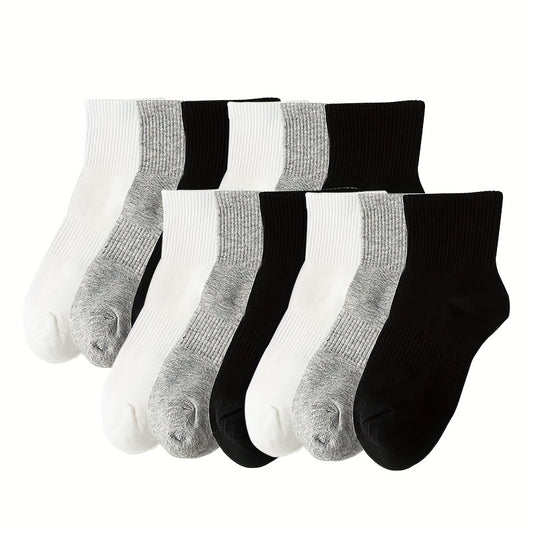 12 Pairs Gray Cotton Sweat-absorbing Socks for Men and Women