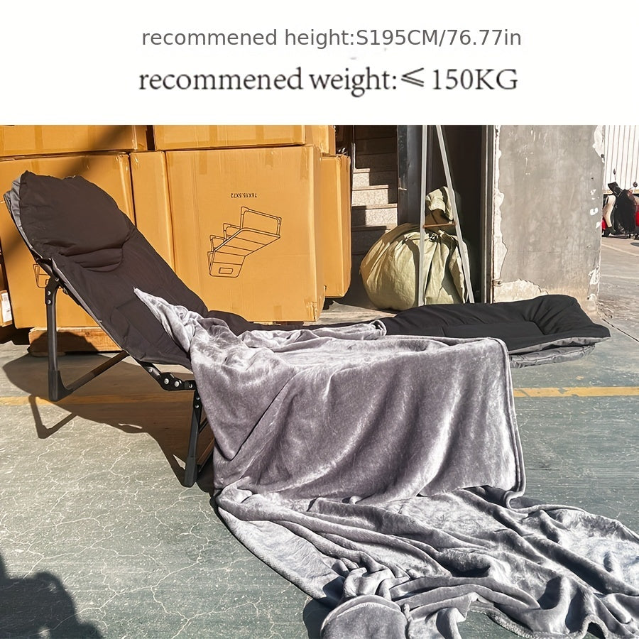 Outdoor Folding Bed with Blanket for Office Nap Beach Picnic Camping