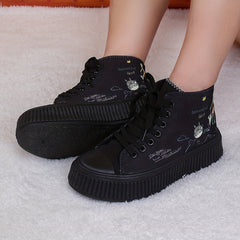 Women's Cartoon Print Canvas High Top Sneakers