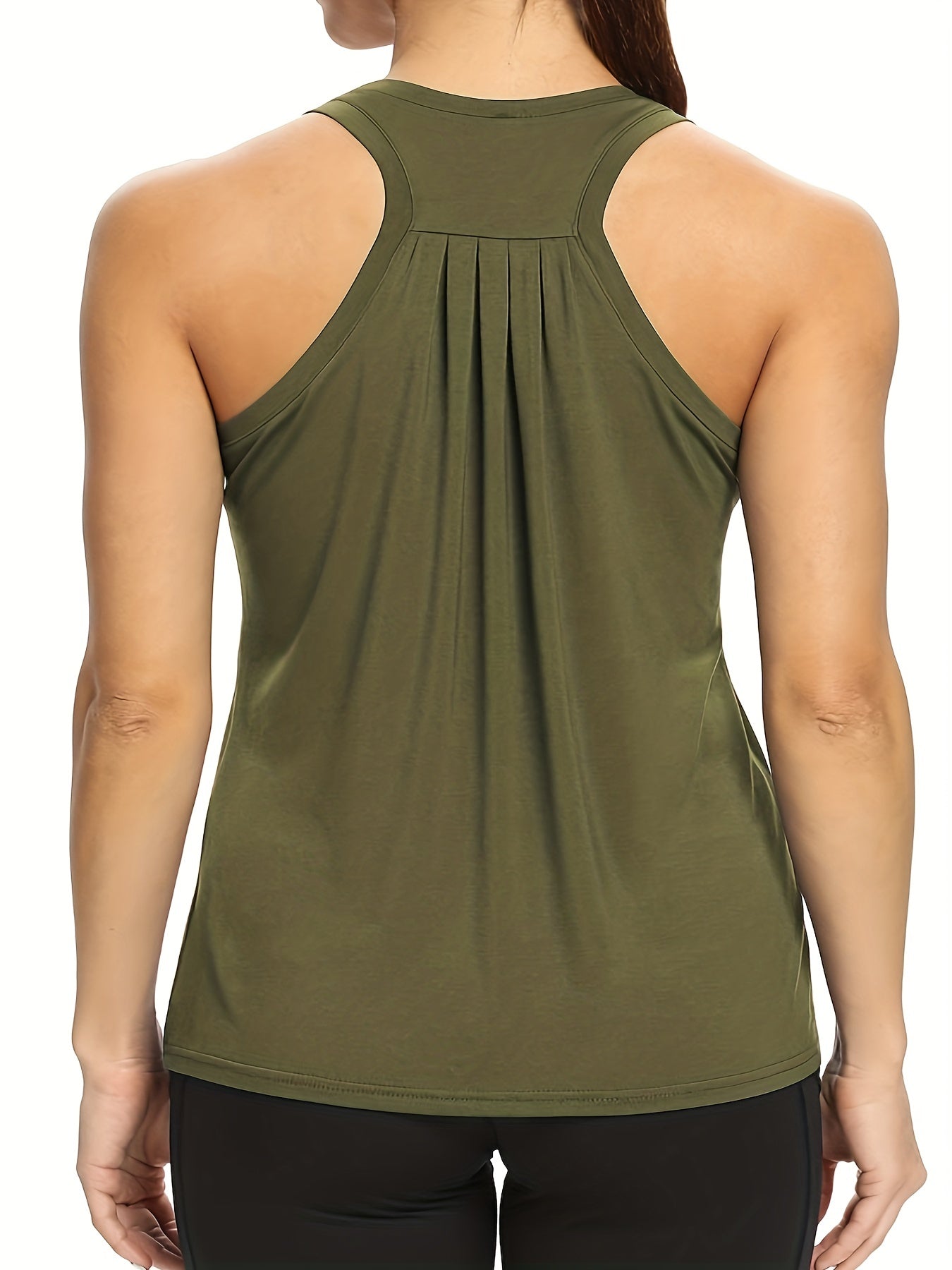 Sporty Tank Top Women's Plus Round Neck Cut Out Stretch Tank Top