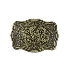 Leisure Western Denim Men's Belt Flower Buckle