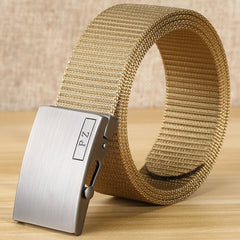 Men's Metal Buckle Nylon Canvas Webbing Belt Outdoor Work Belt