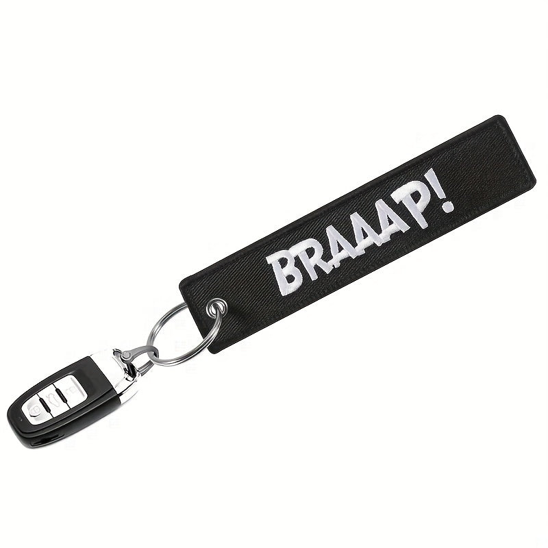 Embroidered 'BRAAAP' Keychain - Fun Key Accessory