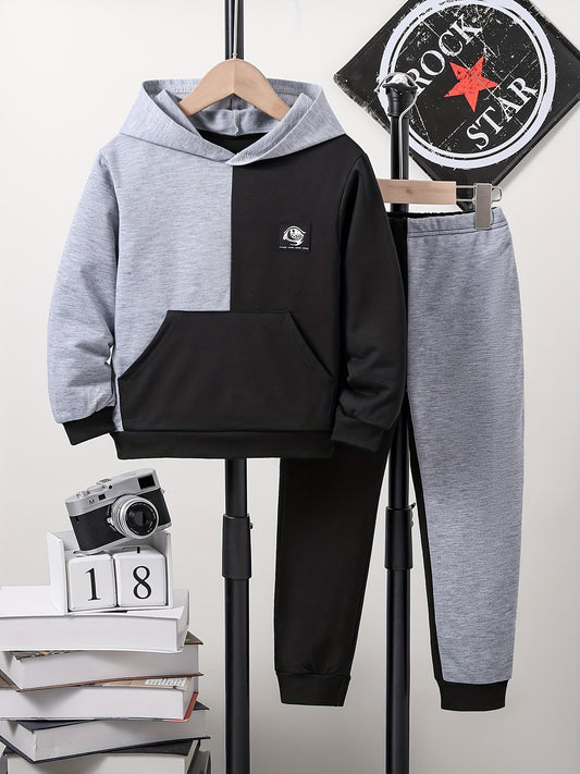 Boy's 2pcs Clash Hoodie & Sweatpants Set Graffiti Eye Pattern
