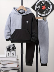 Boy's 2pcs Clash Hoodie & Sweatpants Set Graffiti Eye Pattern