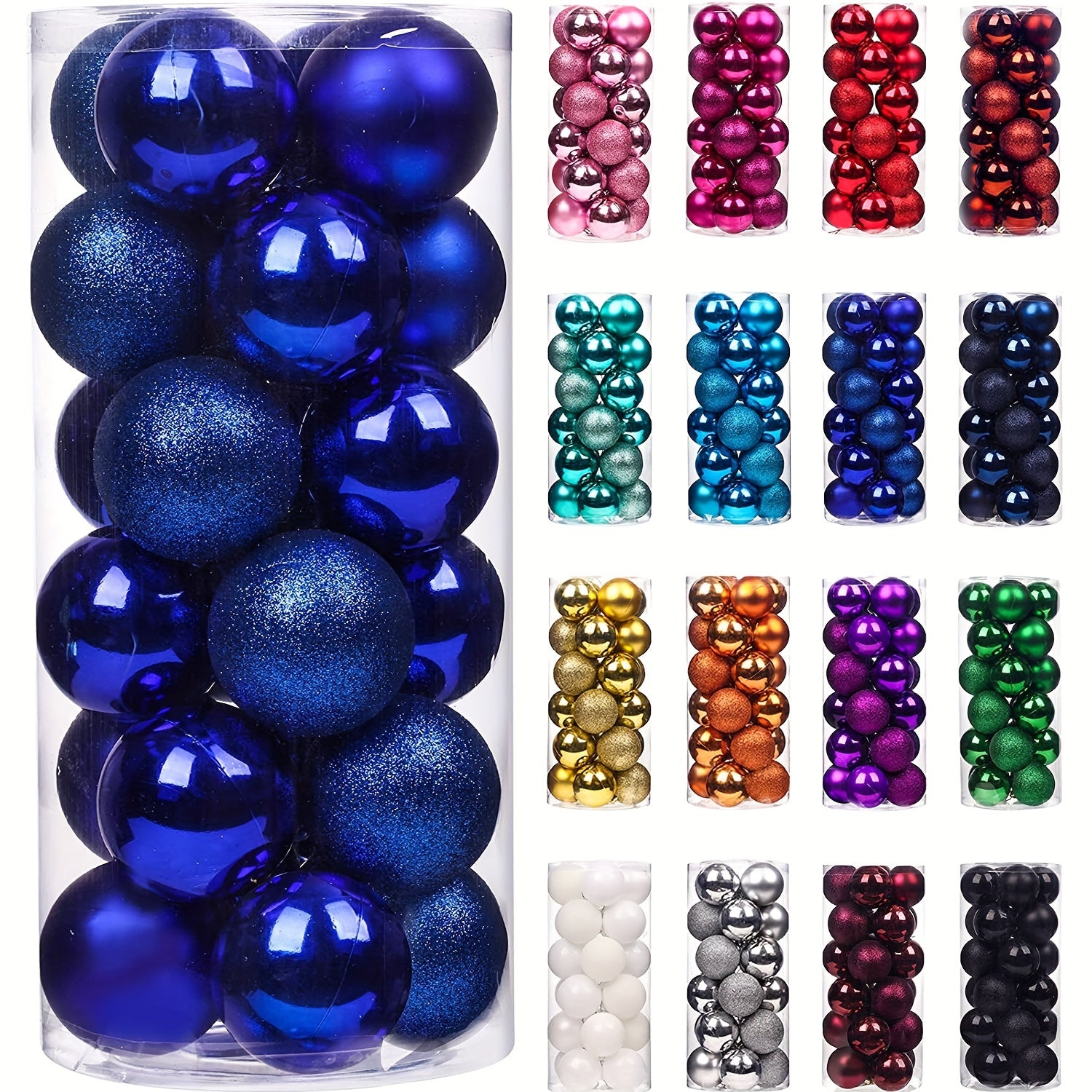 24pcs 30mm Christmas Balls Ornaments Small Assorted Decorations